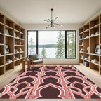Burgundy and Blush Arched Geometric Rug