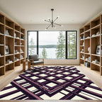 Geometric Plum Lattice Intersecting Lines Rug