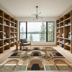 Ornate Geometric Arches Beige Medallion Rug