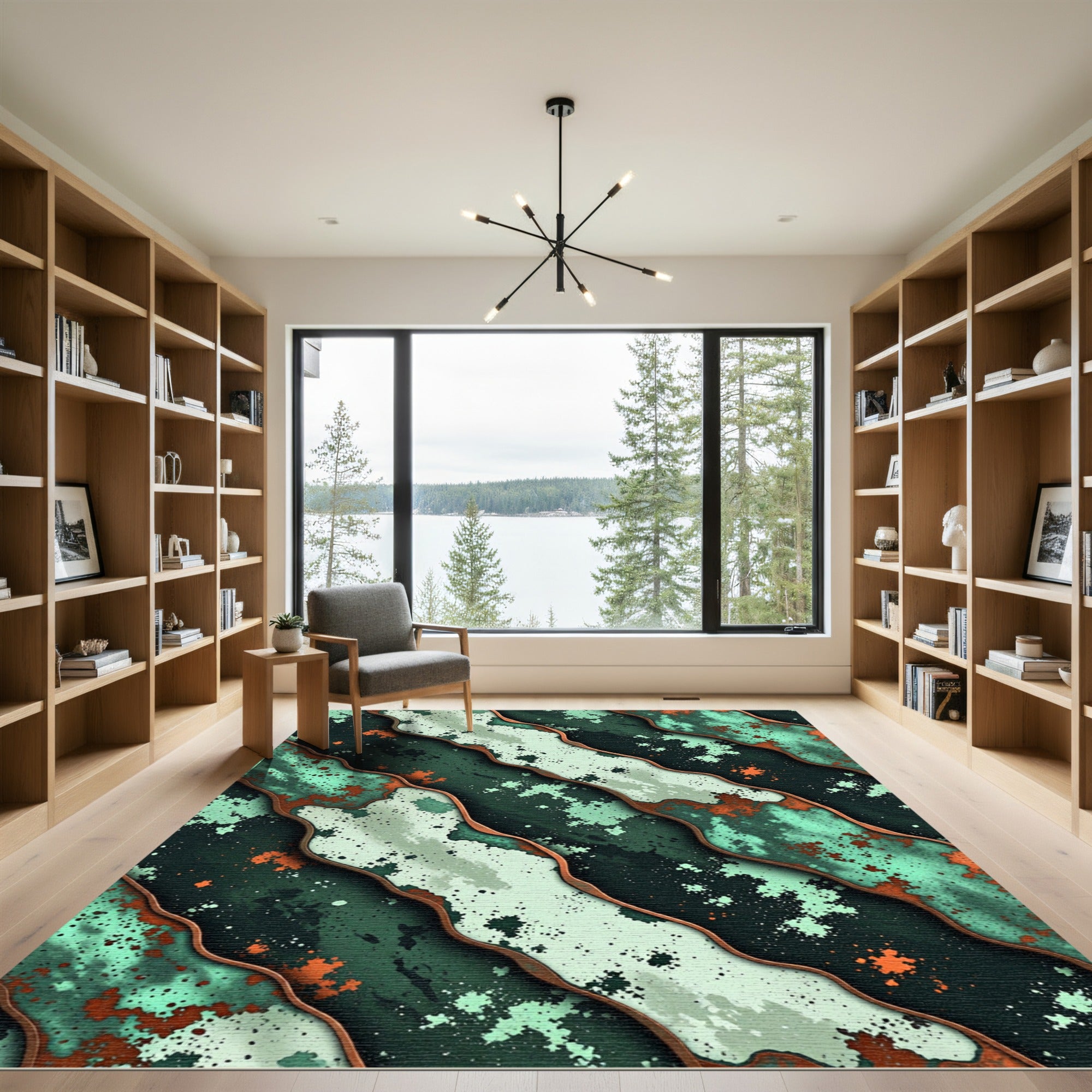 Verdant Copper Splash Wave Rug