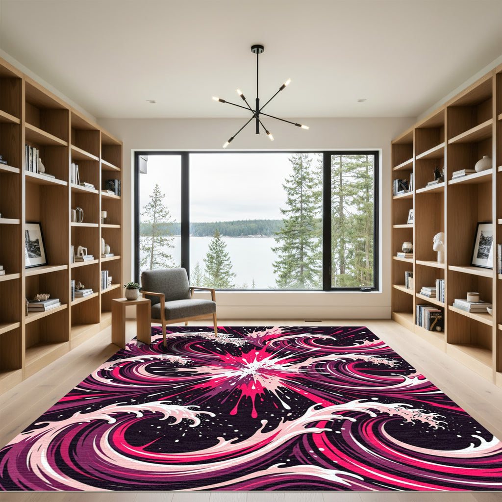 Pink Deep Waves Explosion Rug