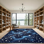 Ethereal Cosmic Deep Blue Starry Night Rug