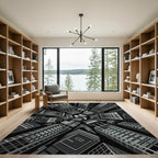 Monochromatic Urban Skyline Perspective Rug