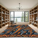 Bold Geometric Lightning Strike Orange Rug