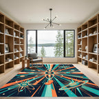 Retro Atomic Starburst Planet Rug