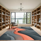 Coral Gray Layered Wave Rug