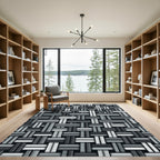Monochromatic Woven Geometric Texture Rug