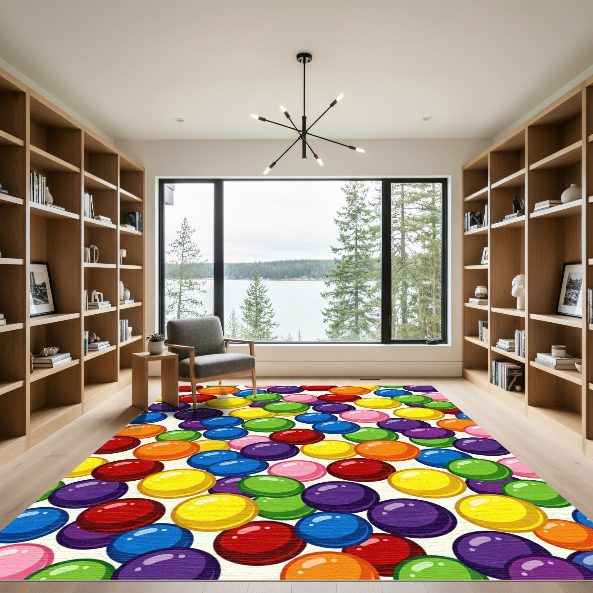 Vibrant Multicolored Polka Dot Celebration Rug