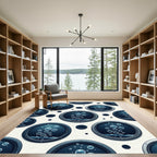 Circular Deep Blue Bubbles Porthole Art Rug
