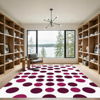 Crimson Magenta Polka Dot Collage Rug