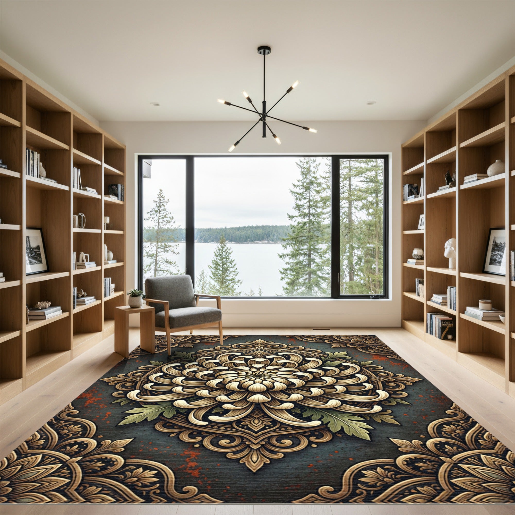 Majestic Chrysanthemum Baroque Medallion Rug
