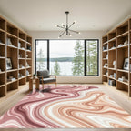 Rose Gold Swirling Marbled Earth Tones Rug