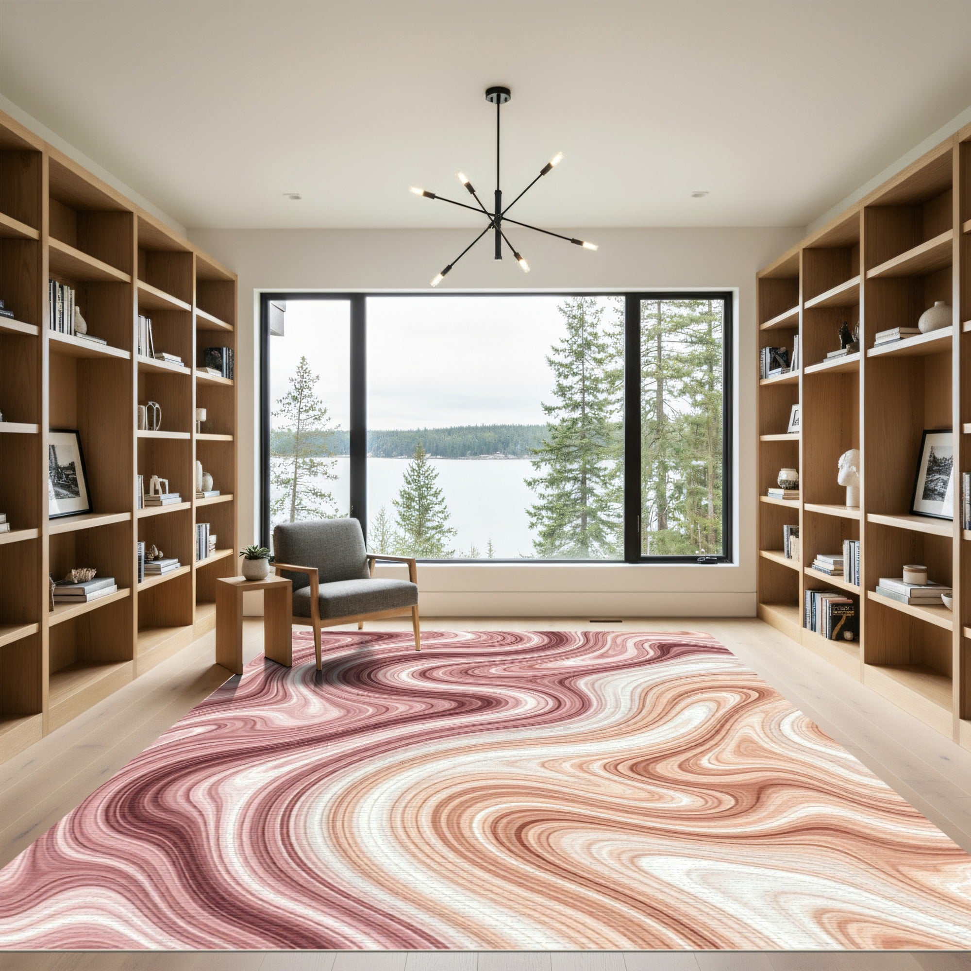 Rose Gold Swirling Marbled Earth Tones Rug