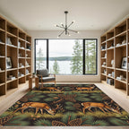 Woodland Deer Pinecone Forest Scene Rug