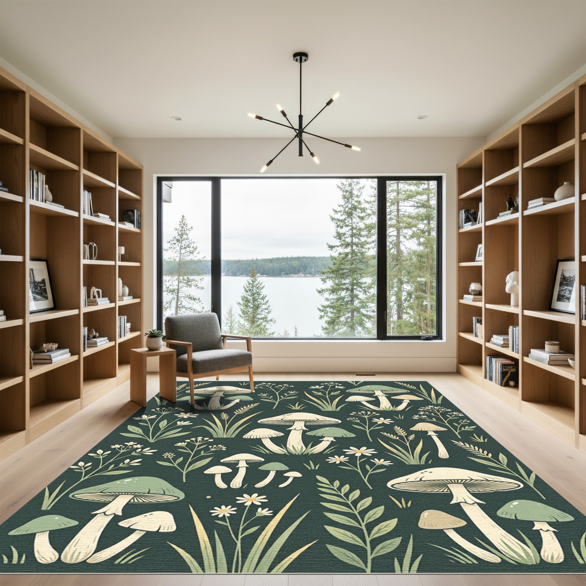 Forest Sage Mushroom and Wildflower Meadow Rug