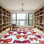 Charming Satin Bows in Coral Pink Rug