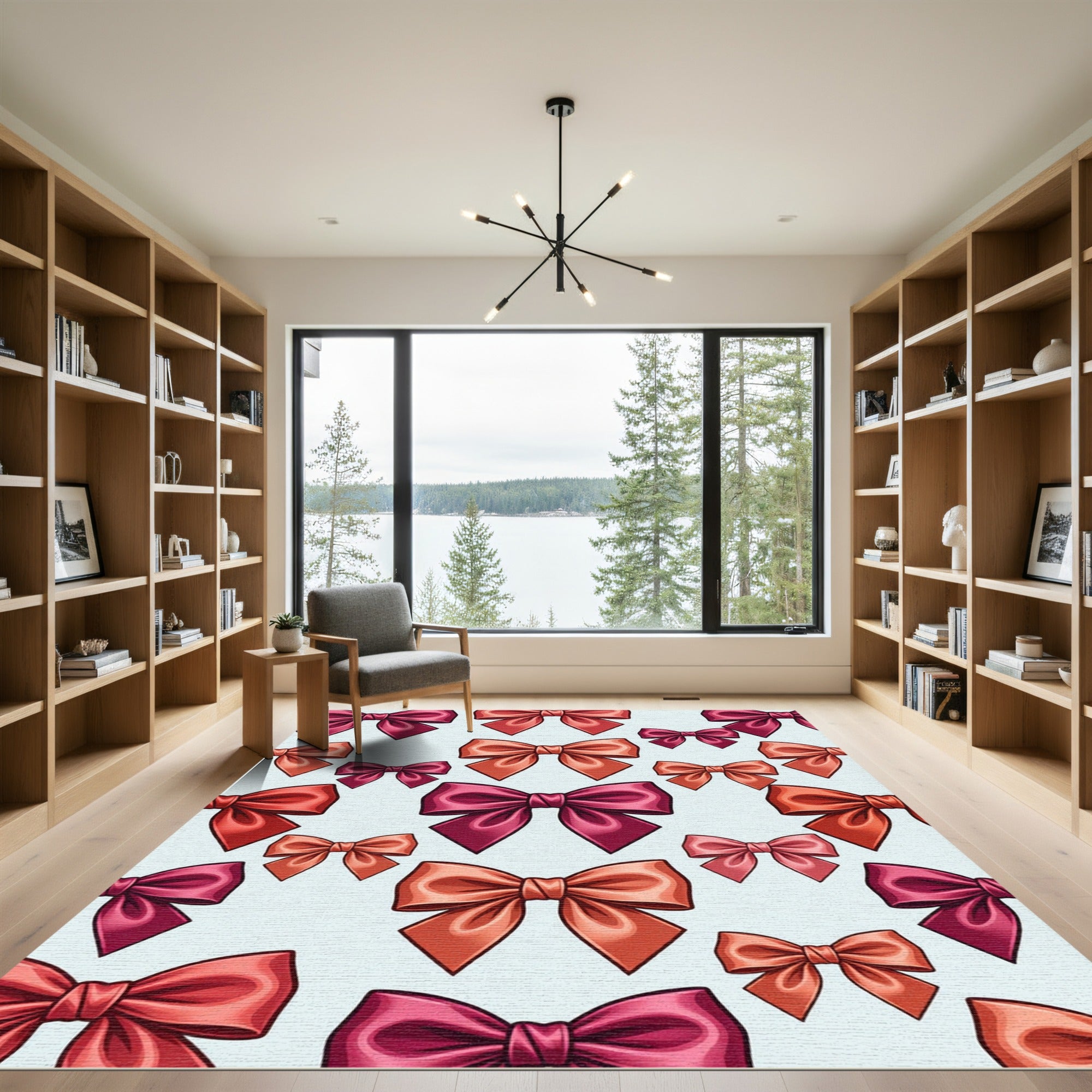 Charming Satin Bows in Coral Pink Rug