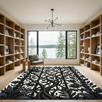 Dark Botanical trellis with dramatic vines Rug
