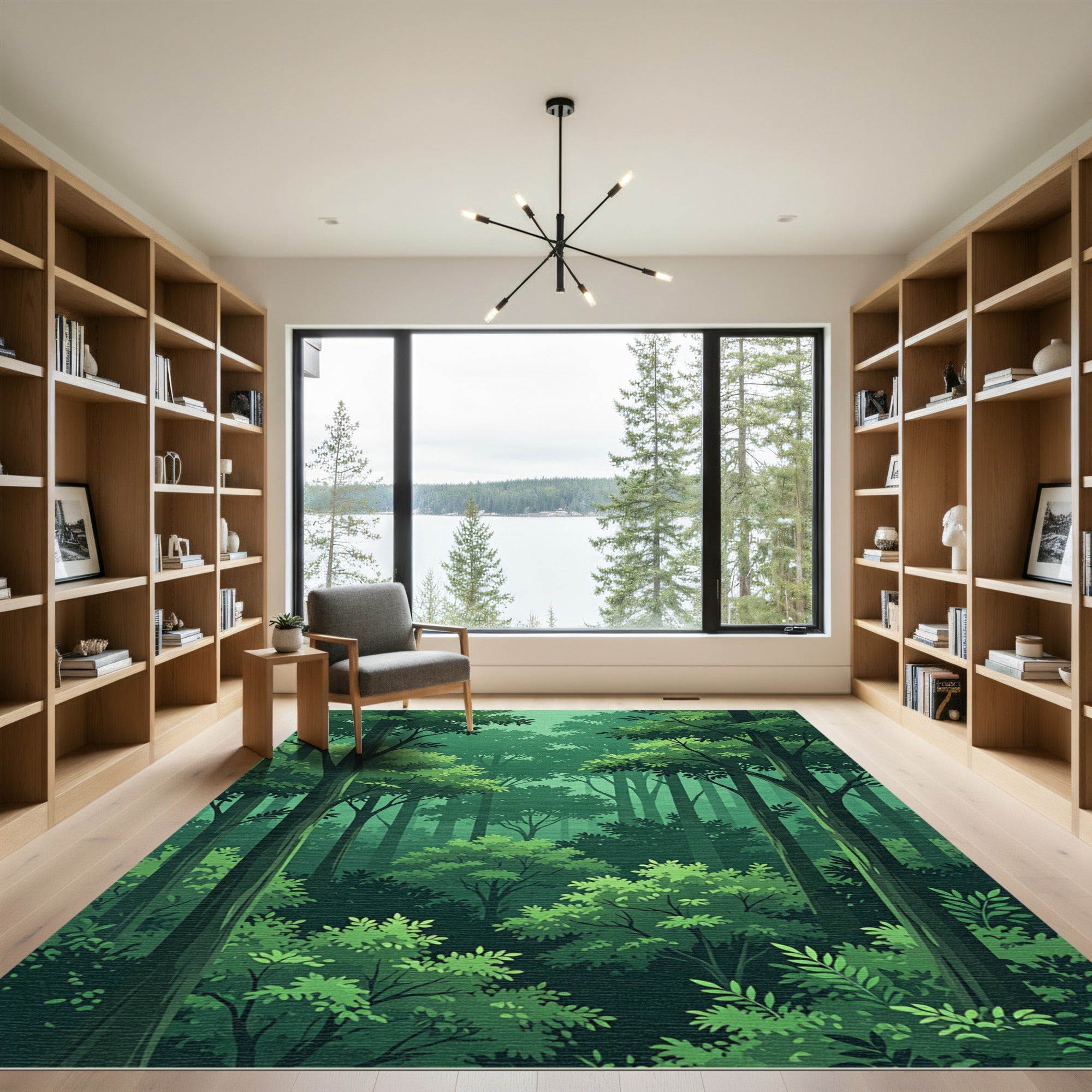 Lush Emerald Deep Forest Foliage Rug