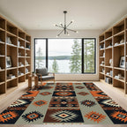 Rustic Terracotta Geometric Southwestern Diamond Rug