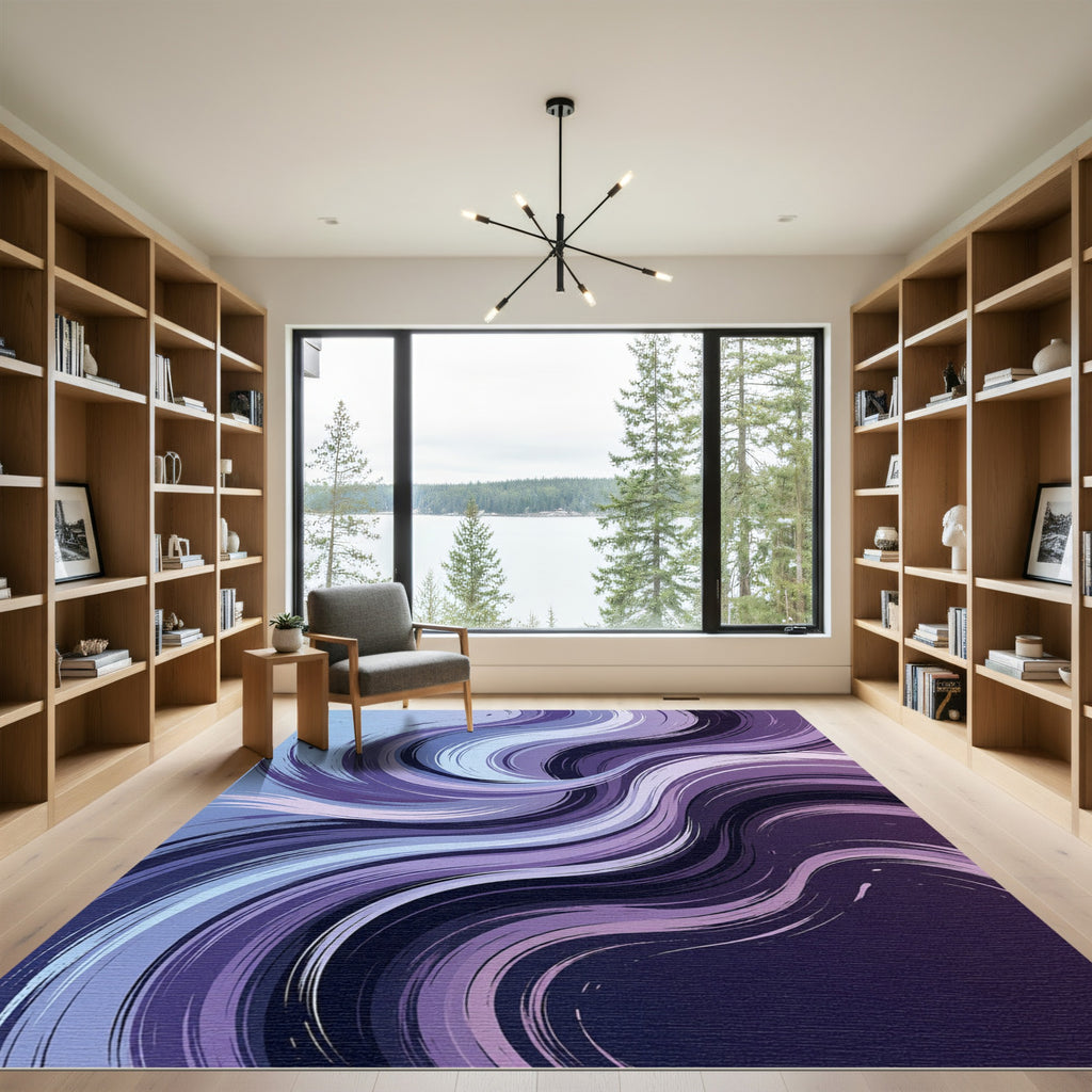Gradient Purple Abstract Wave Rug