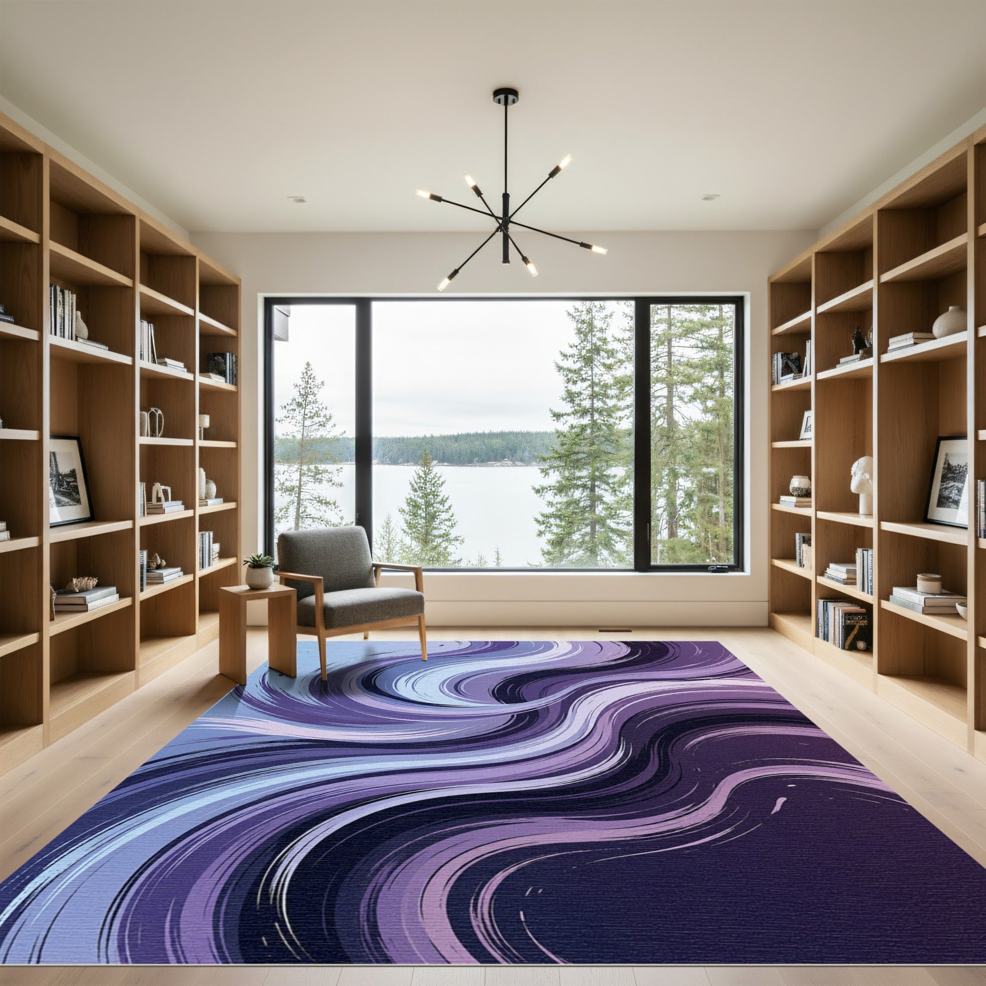 Gradient Purple Abstract Wave Rug