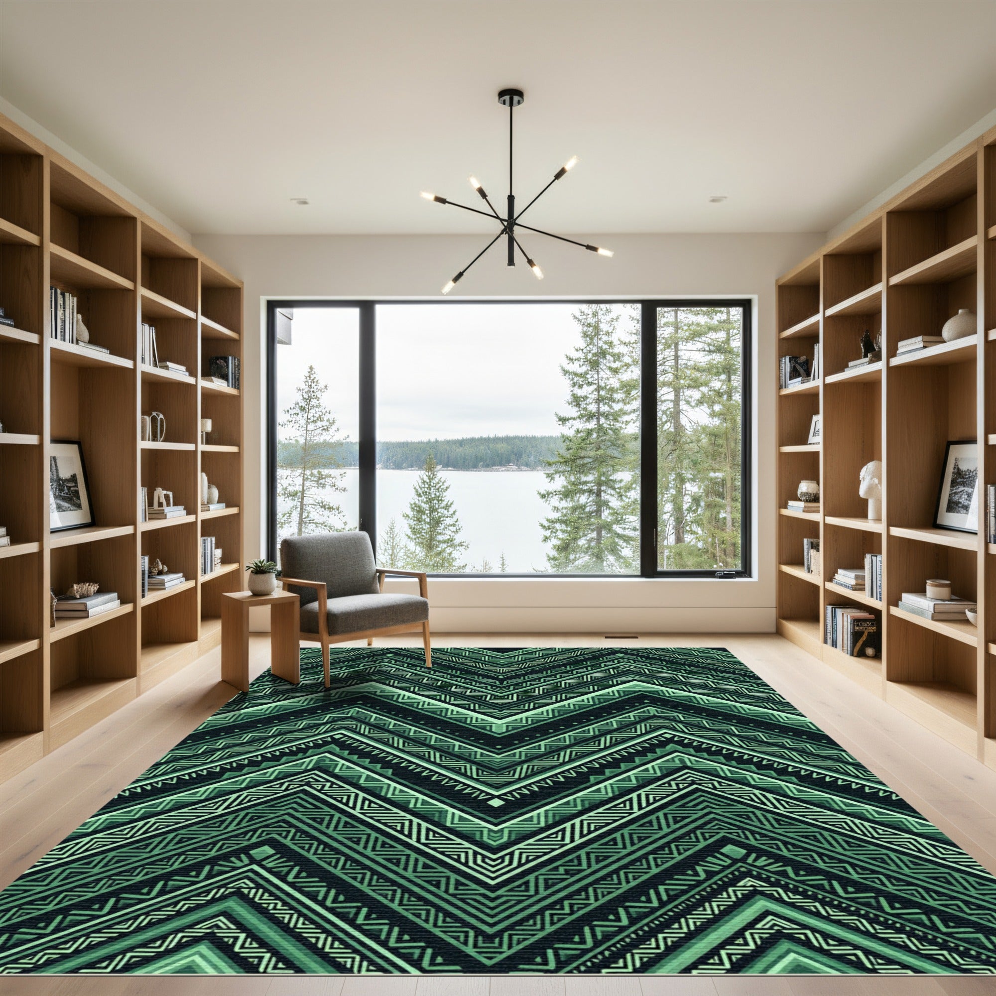 Emerald Green Zigzag Chevron Rug