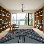 Modern Gray Racetrack Abstract Intersection Rug