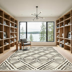 Cream Ivory Interlocking Geometric Diamond Rug