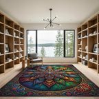 Vibrant Floral Mandala Art Medallion Rug