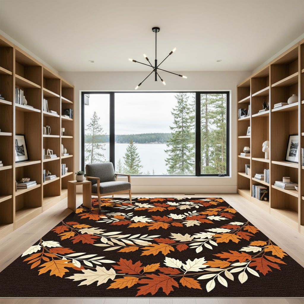Autumnal Falling Leaves Seasonal Swag Rug