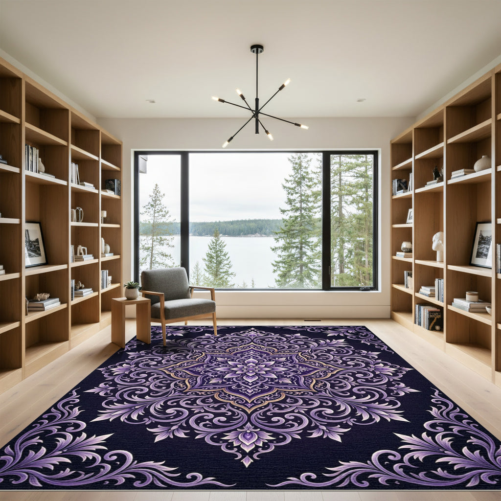 Amethyst Floral Mandalas Swirls Rug
