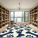 Navy Bone and Paw Minimalist Rug