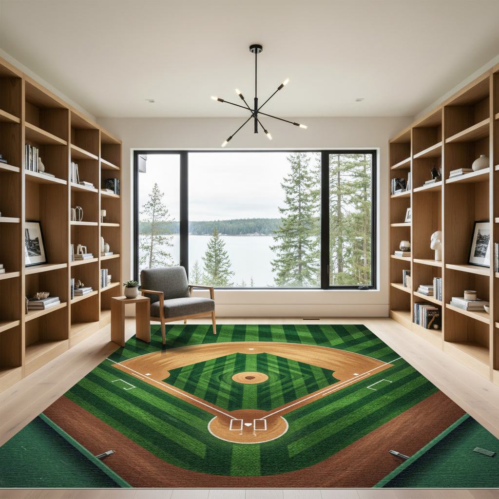 Graphic Baseball Field Diamond Turf Rug