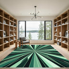 Radiant Green Sunburst Geometric Rug