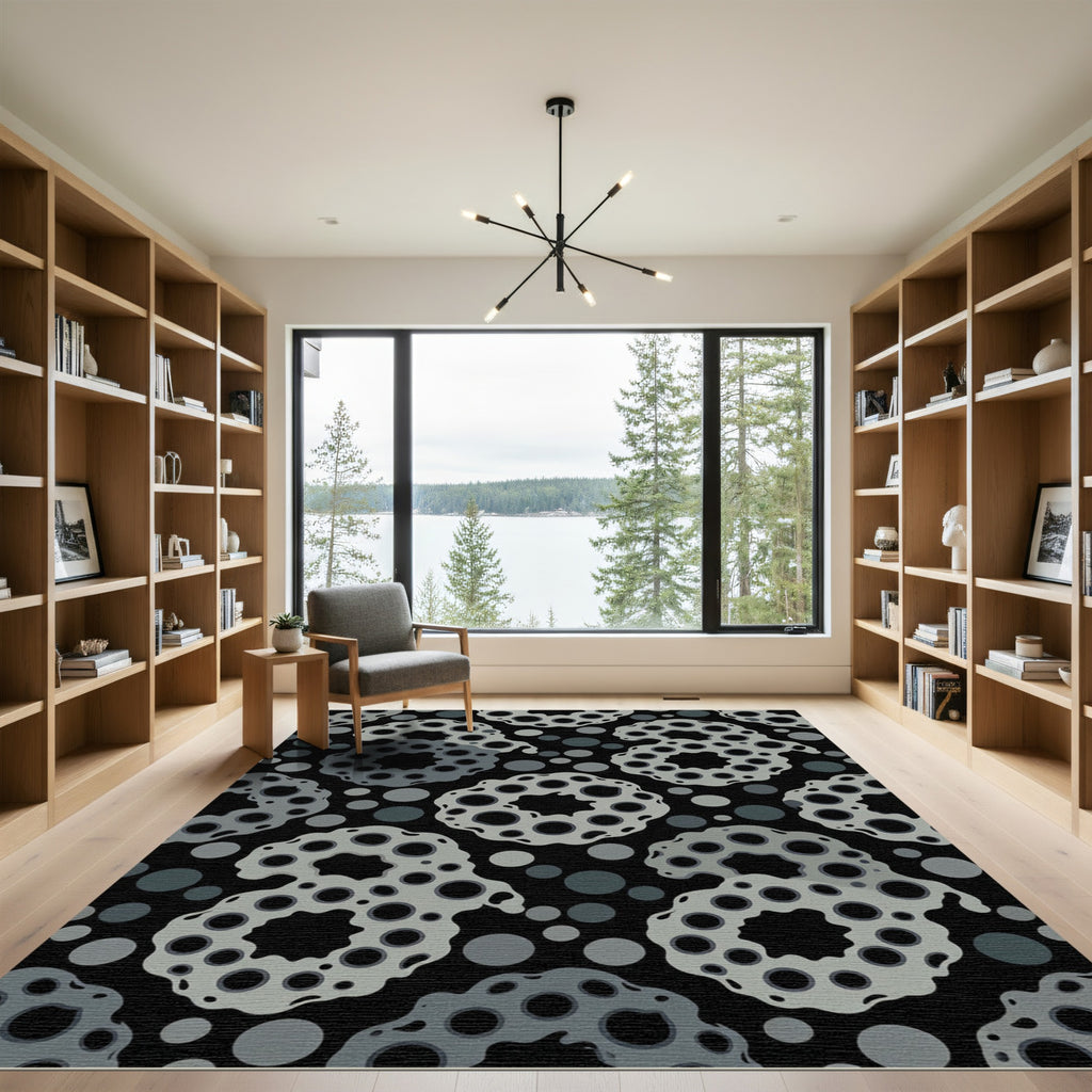 Monochromatic Gray Abstract Dots Rug