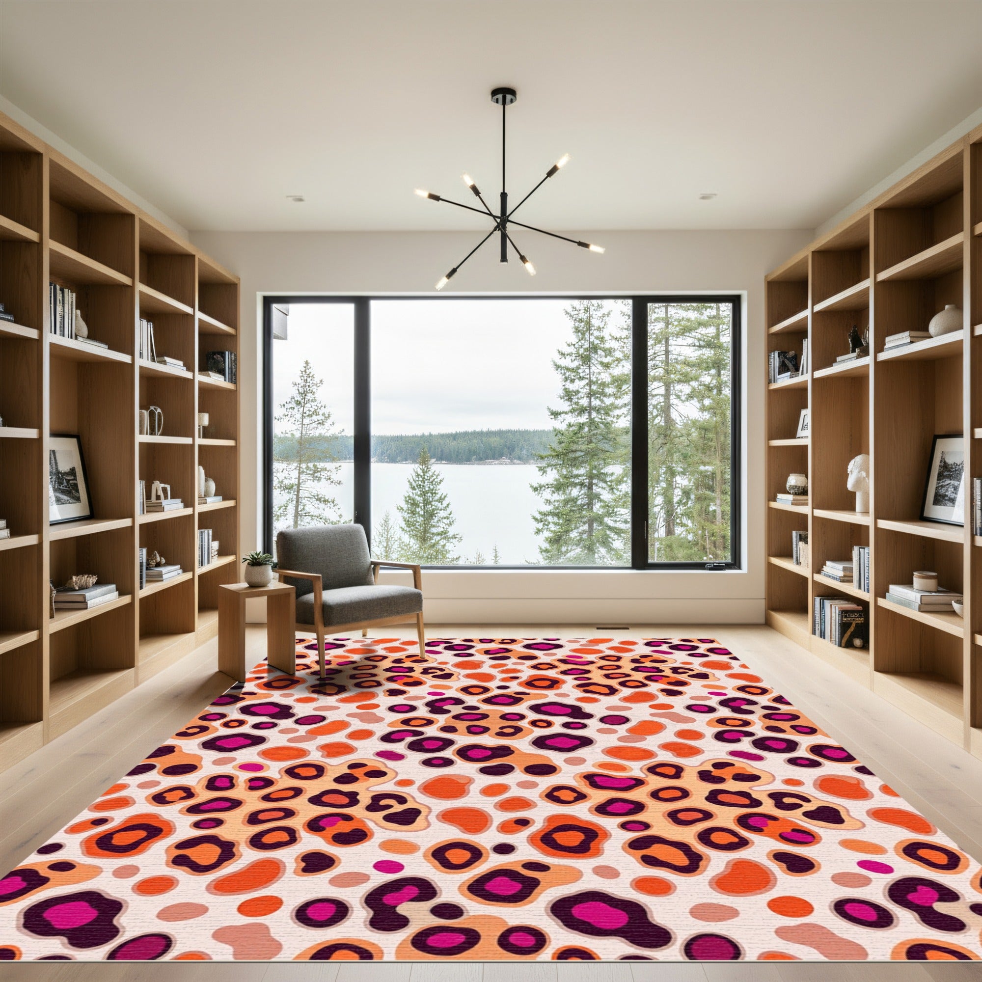 Vibrant Pink and Orange Cheetah Spot Rug