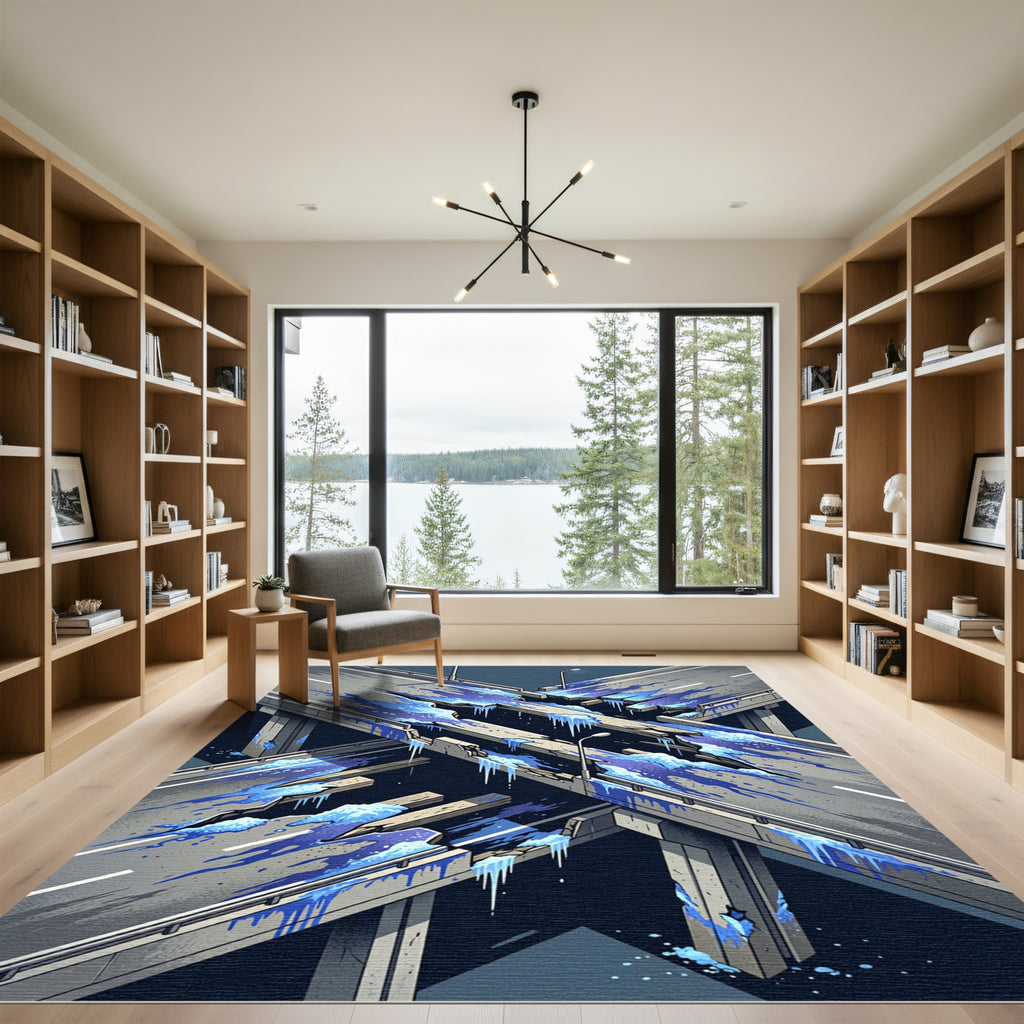 Urban highway overpass abstract splatter Rug