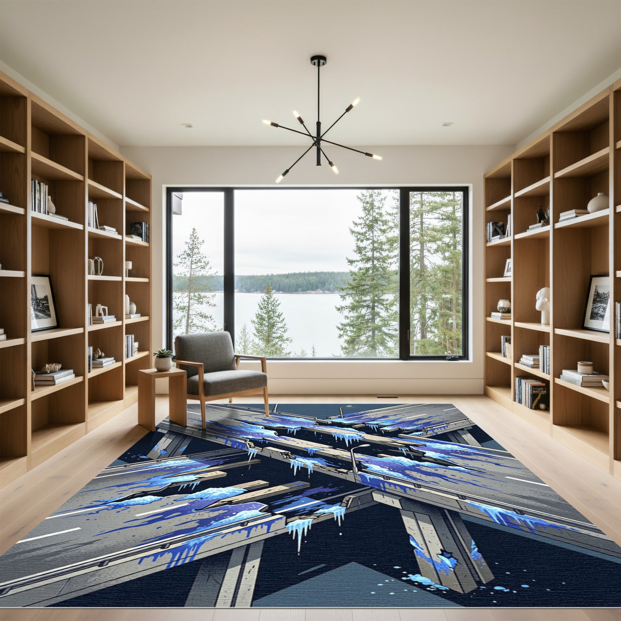 Urban highway overpass abstract splatter Rug