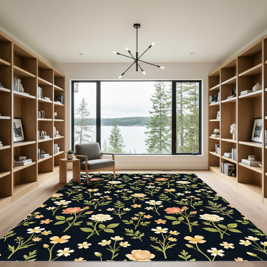 Pale Peach Cream Rose Garden Rug