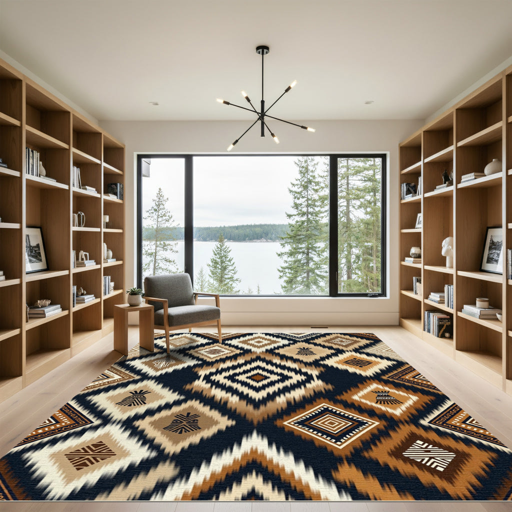Earthy Diamond Tribal Ikat Rug
