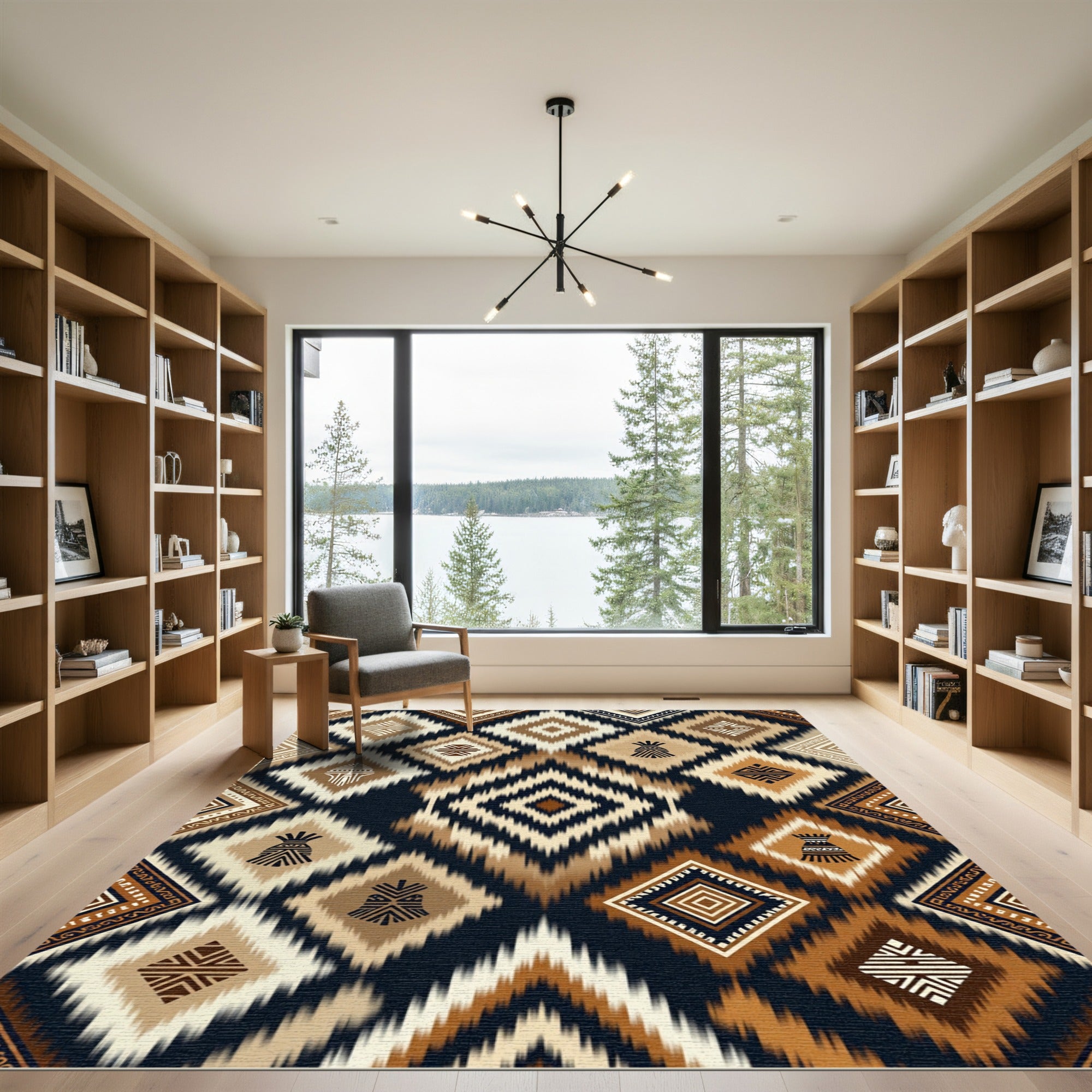 Earthy Diamond Tribal Ikat Rug