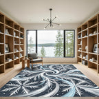 Winter Swirl Snowflake Frost Blue Rug