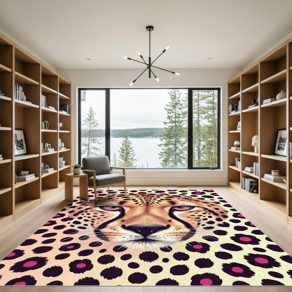 Vibrant Cheetah Face Animal Gem Spot Rug