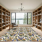 Tan Rose Lavender Daisy Bouquet Rug