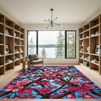 Vibrant Pink Cherry Blossom Branches Rug
