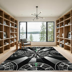 Monochrome Roulette Wheel Geometric Illusion Rug