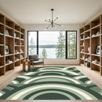Sage Green Mid-Century Arch Geometry Rug
