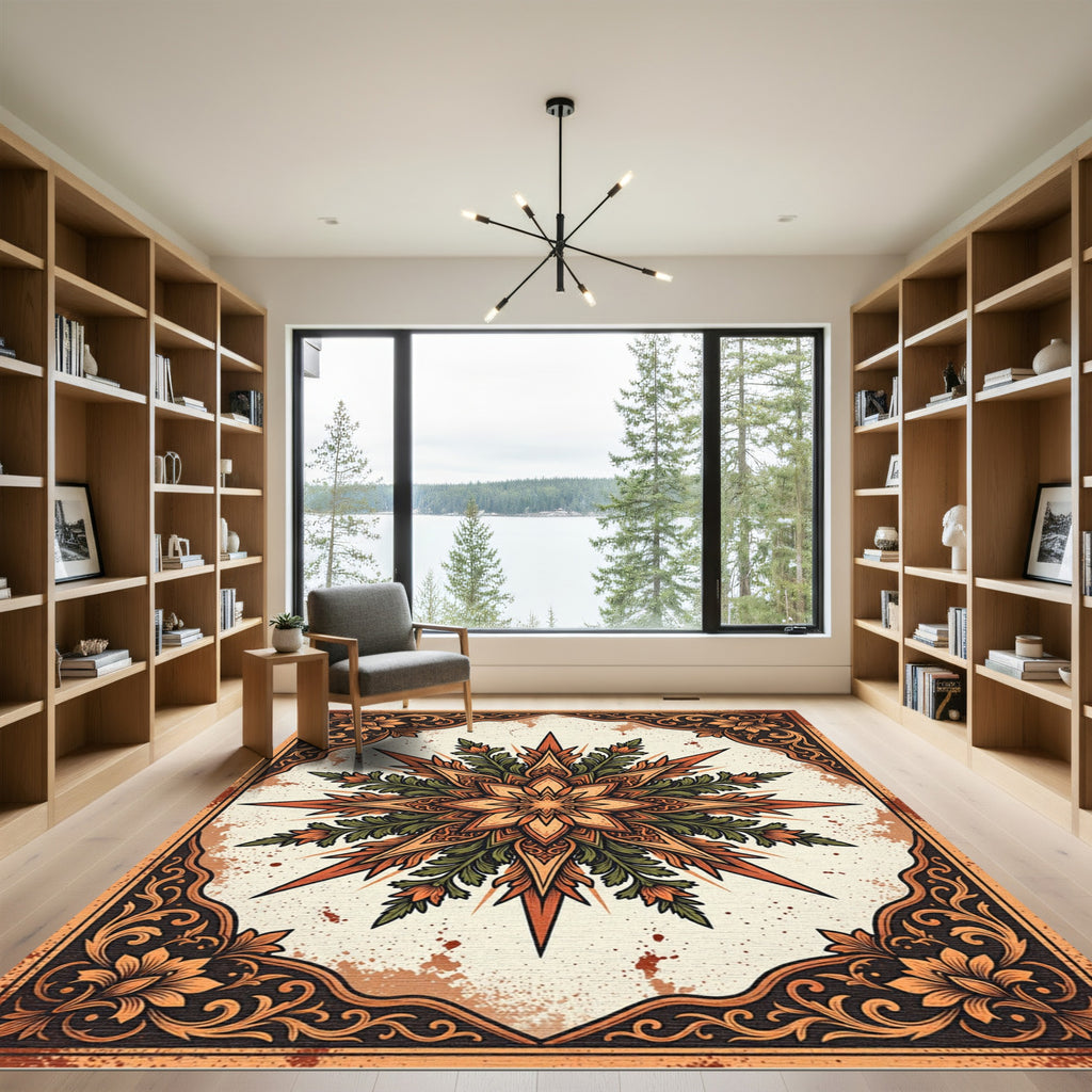 Vintage Ornate Floral Star Medallion Rug
