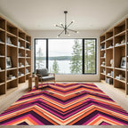Bold Burgundy Orange Chevron Layers Rug